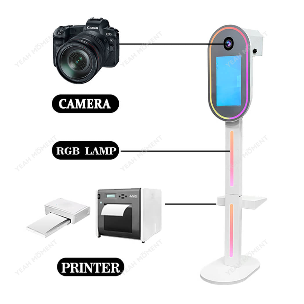 YeahMoment Oval DSLR Photo Booth Mirror Photo Booth Mirror Stand Booth Touch Screen Mirror Photo Booth