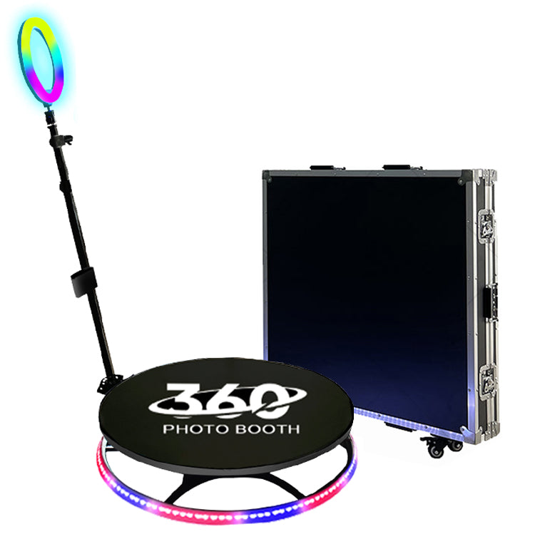 360 Automatic Rotation Photo Booth 115cm Selfie Platfrom With Ring Light Yeah Moment